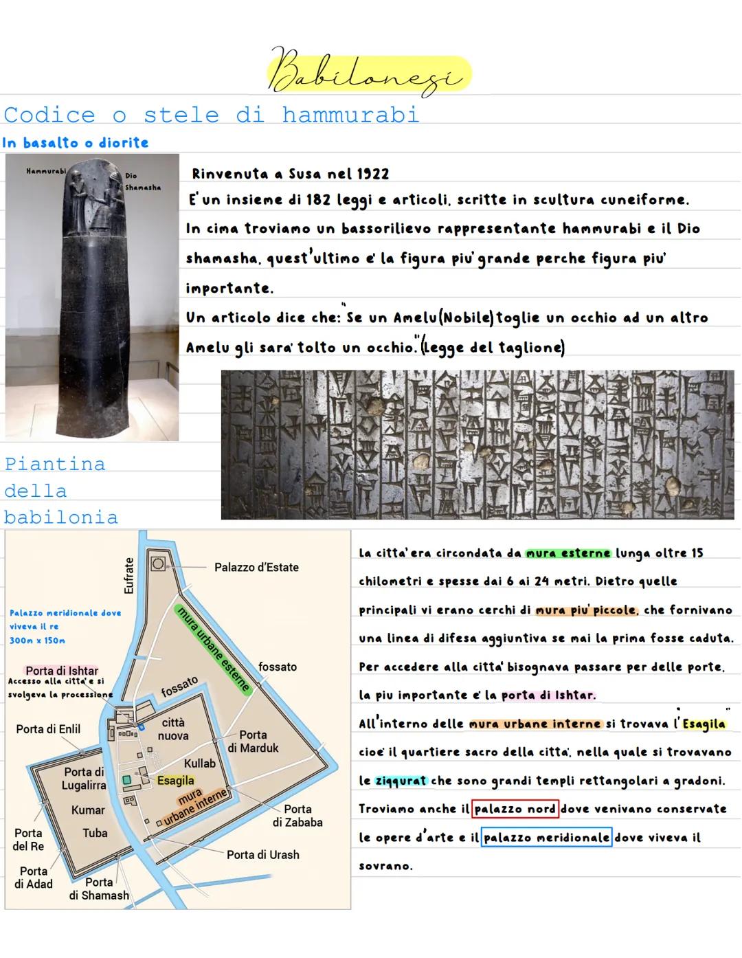 # Babilonesi

Codice o stele di hammurabi

In basalto o diorite

Hann

Piantina
della
babilonia

Die
Shamasha

Rinvenuta a Susa nel 1922

E'
