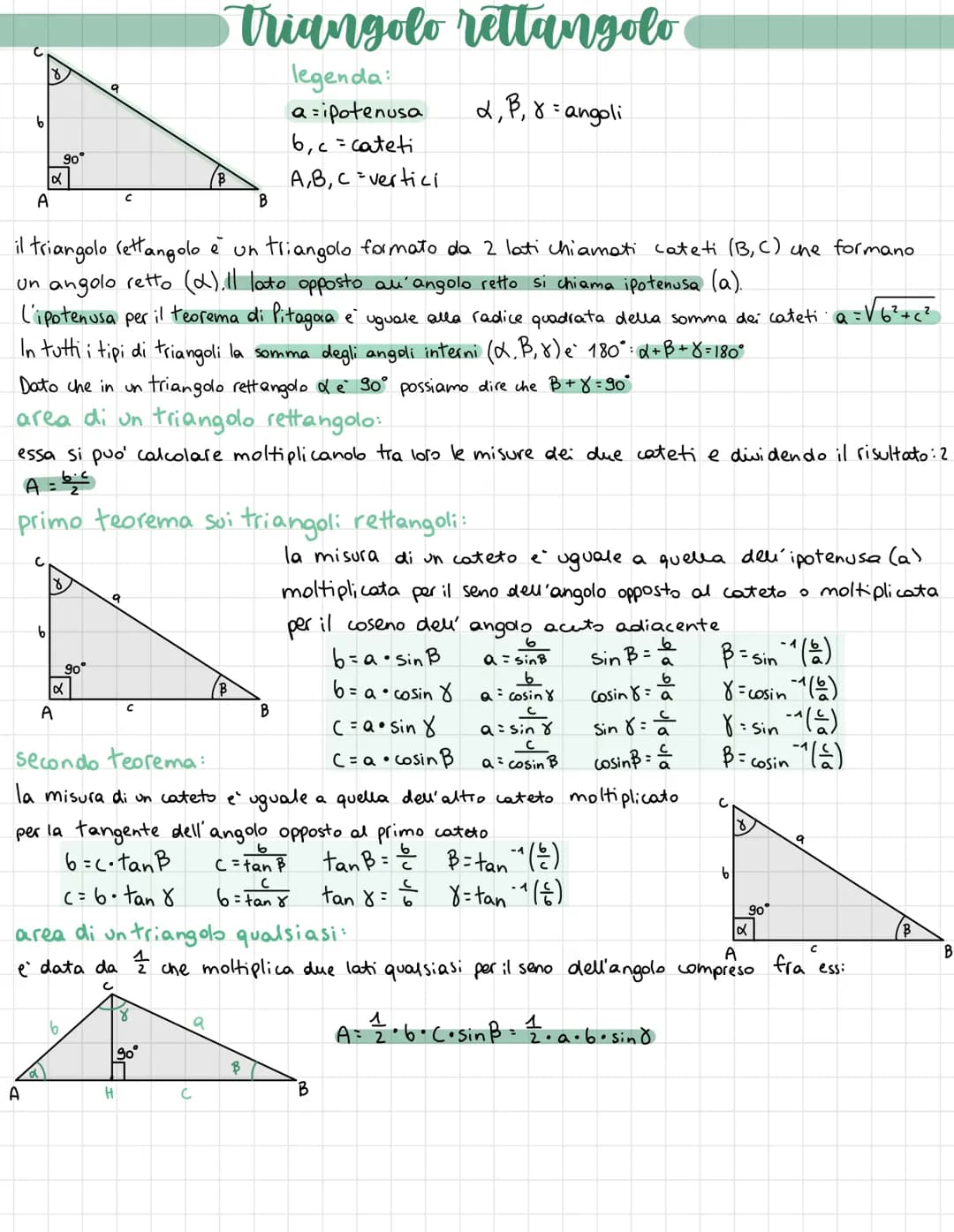 A
90°
A
9
il triangolo rettangolo è un triangolo formato da 2 lati chiamati cateti (B, C) the formano
un angolo retto (2).11 lato opposto an