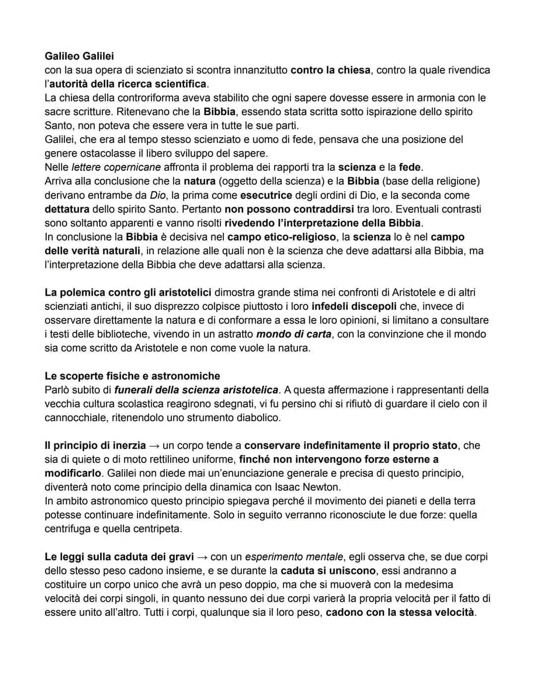 Galileo Galilei
con la sua opera di scienziato si scontra innanzitutto contro la chiesa, contro la quale rivendica
l'autorità della ricerca 