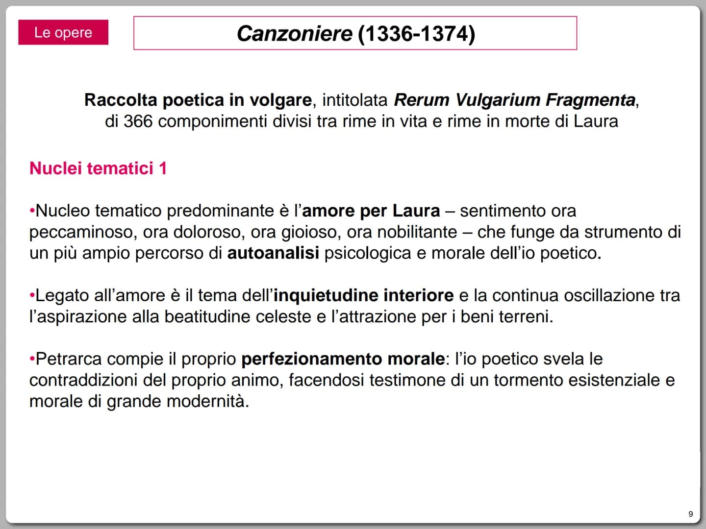La vita
Nasce ad Arezzo nel 1304.
Francesco Petrarca
(1304-1374)
Il padre, guelfo bianco ed esule fiorentino,
esercita l'attività notarile a