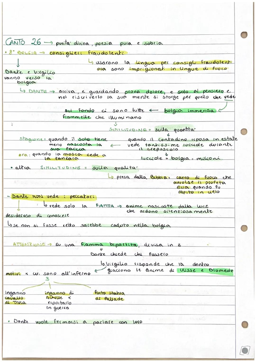 CANTO 26 purita divina, poesia pura
e sobria

•8. BOLGIA consiglieri fraudolenti

↓

↳ usarono la lingua per consigli fraudolenti
ora sono i