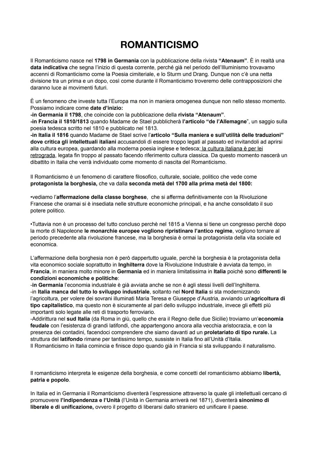 # ROMANTICISMO

II Romanticismo nasce nel 1798 in Germania con la pubblicazione della rivista "Atenaum". È in realtà una
data indicativa che