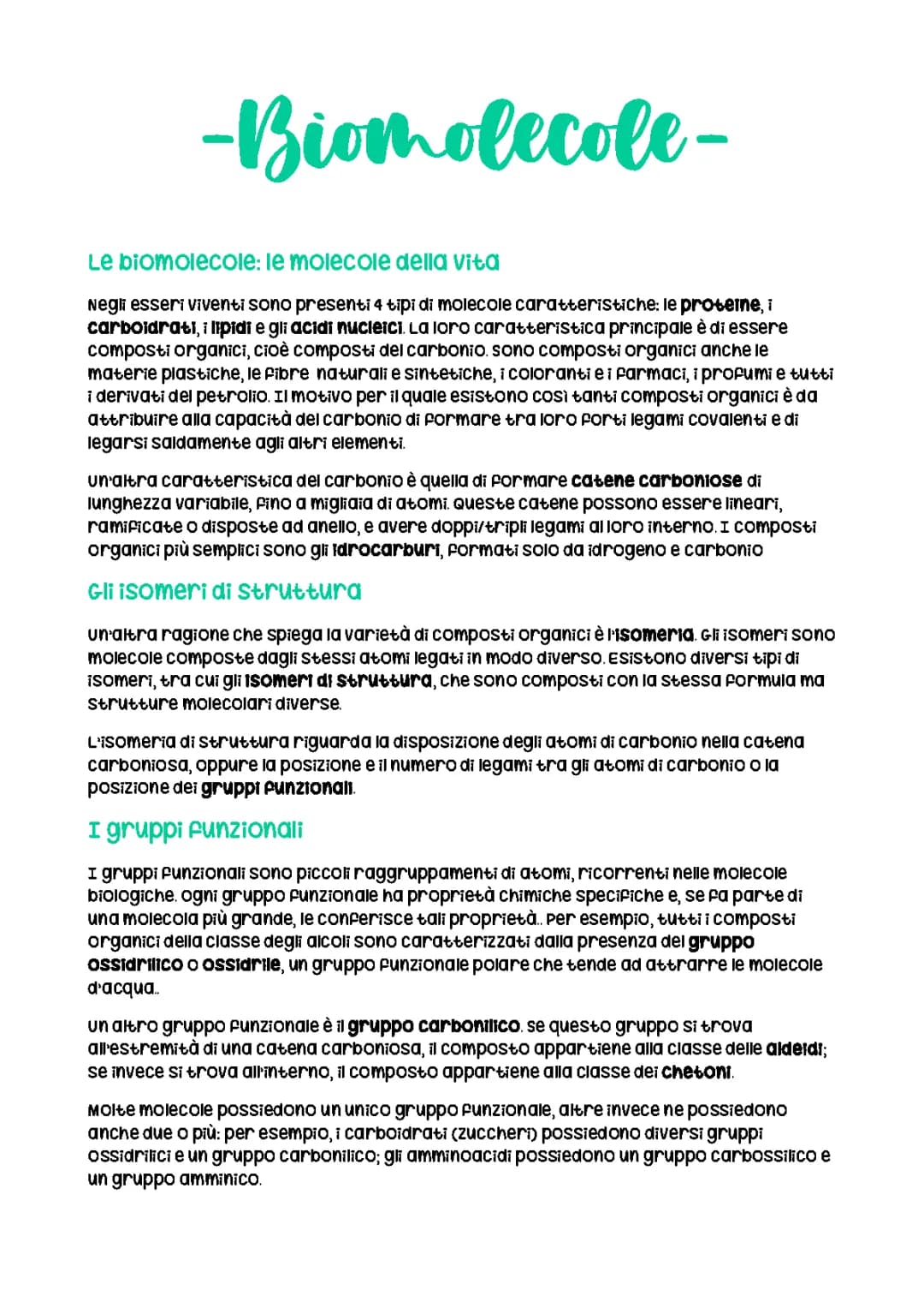 Le biomolecole