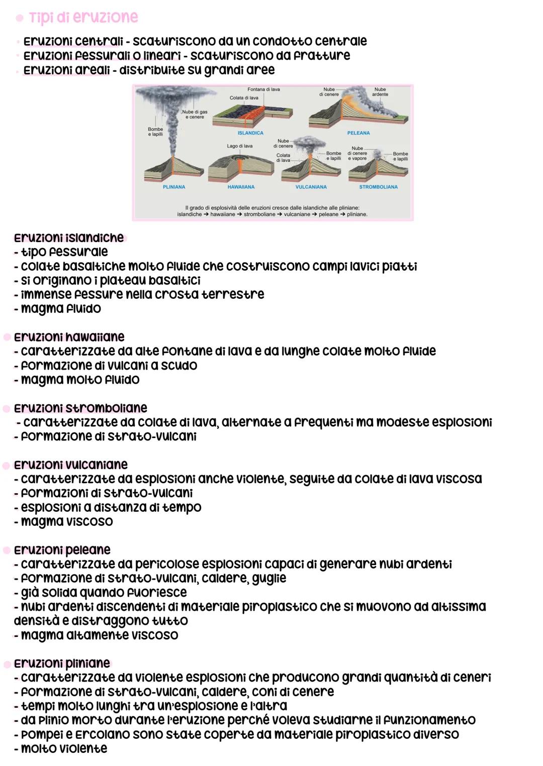VULCANI
vulcano = è un'apertura naturale della crosta terrestre, attraverso la quale il
magma sale fino a riversarsi in superficie tramite u