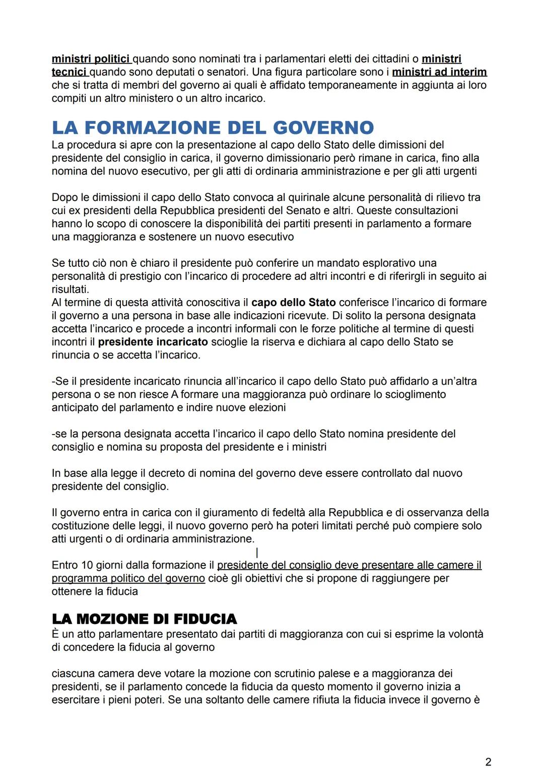 # IL GOVERNO

II Governo è a capo del potere esecutivo e svolge l'attività amministrativa. Il Governo è il
vertice della Pubblica Amministra