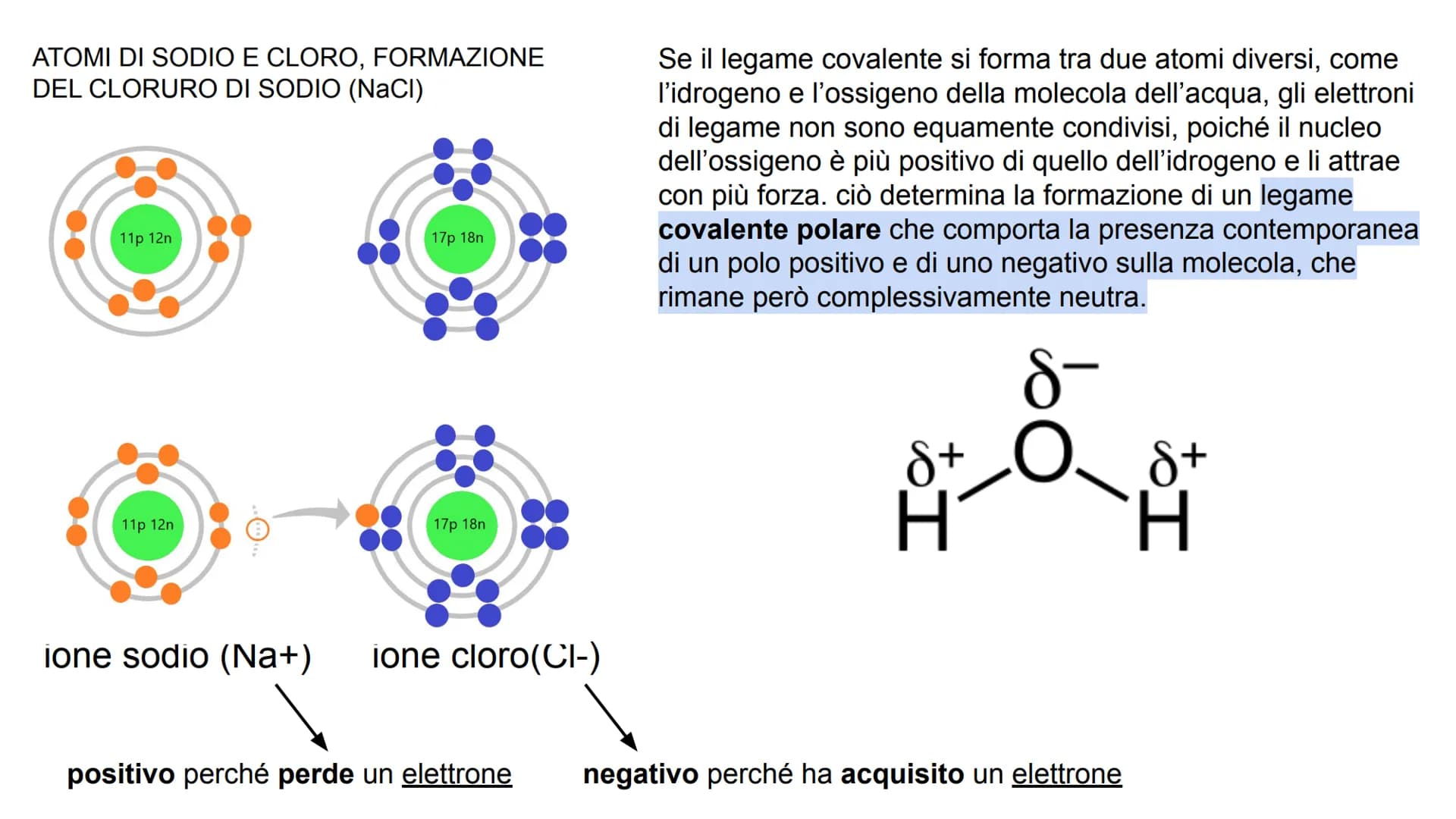 GLI ATOMI E I LEGAMI CONDIVISI
Tutta la materia è costituita dalla combinazione di
più elementi chimici. L'atomo è la parte più piccola
di u