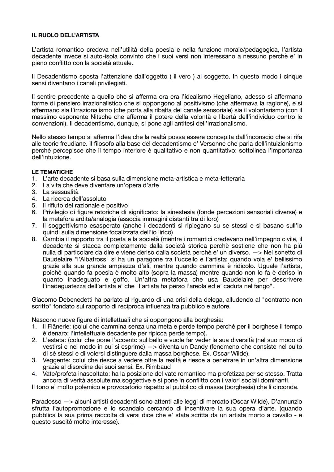 DECADENTISMO
Il decadentismo è un movimento letterario e artistico che si colloca negli anni 70-80 degli '800,
parallelo al verismo/positivi