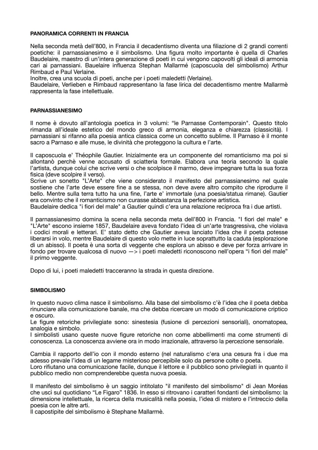 DECADENTISMO
Il decadentismo è un movimento letterario e artistico che si colloca negli anni 70-80 degli '800,
parallelo al verismo/positivi