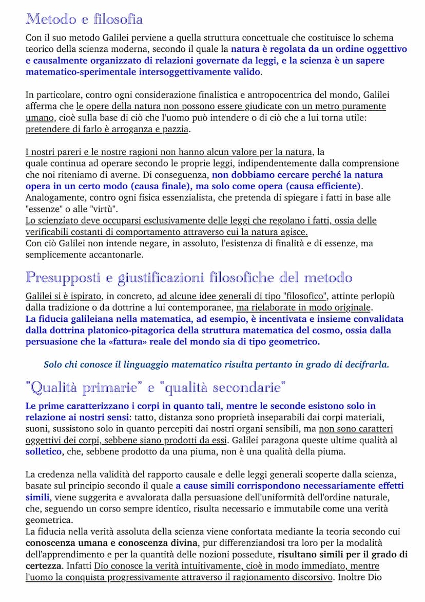 Rivoluzione scientifica
Dalla rivoluzione scientifica in generale, e dalla metodologia galileiana in particolare, emergono:
●
la concezione 