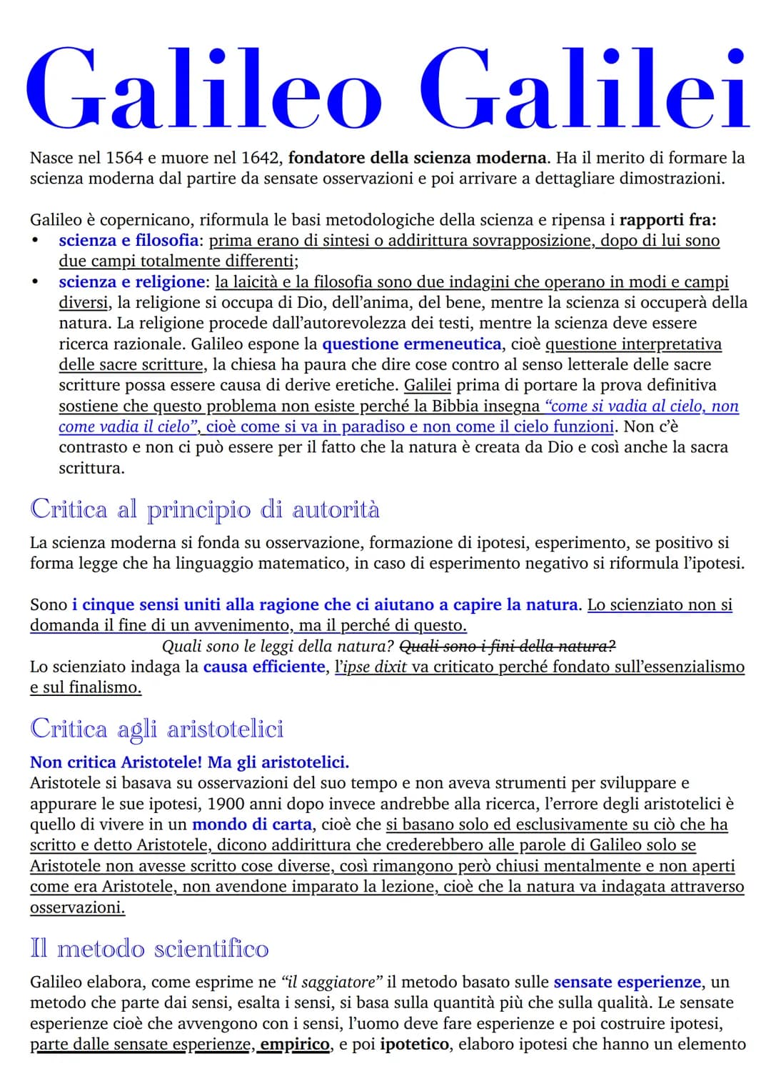 Rivoluzione scientifica
Dalla rivoluzione scientifica in generale, e dalla metodologia galileiana in particolare, emergono:
●
la concezione 