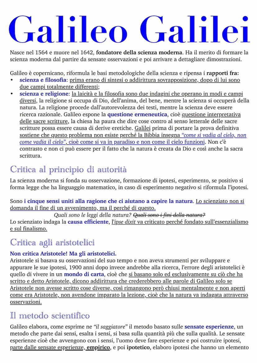 Rivoluzione scientifica
Dalla rivoluzione scientifica in generale, e dalla metodologia galileiana in particolare, emergono:
●
la concezione 