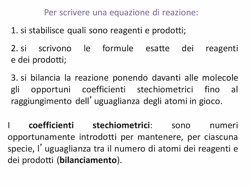 LE EQUAZIONI DI REAZIONE
Una
reazione (o
(o equazione) chimica è una
trasformazione di sostanze dette reagenti in altre
sostanze dette prodo