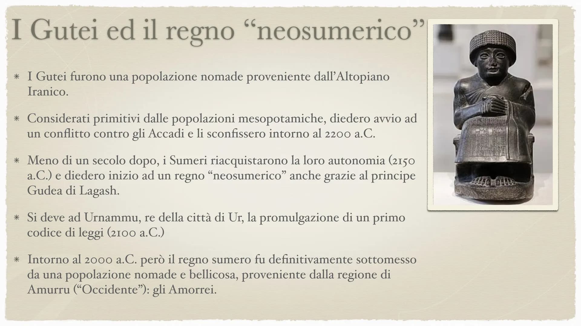 28
I Sumeri
4000-2370 a.C. e poi 2000 a.C. I Sumeri
* Quando ebbe origine la loro civiltà? Durante il
Neolitico, intorno al 4000 a.C.
* Dove