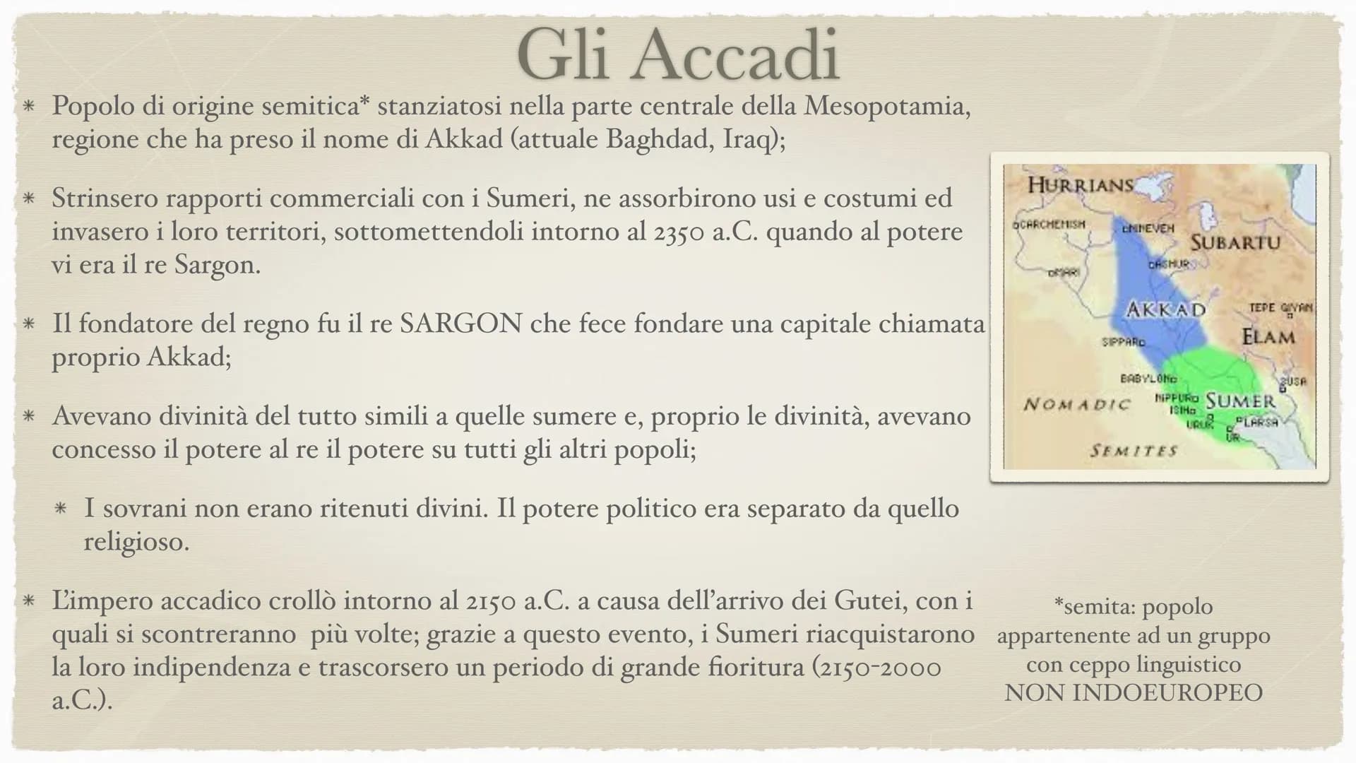 28
I Sumeri
4000-2370 a.C. e poi 2000 a.C. I Sumeri
* Quando ebbe origine la loro civiltà? Durante il
Neolitico, intorno al 4000 a.C.
* Dove