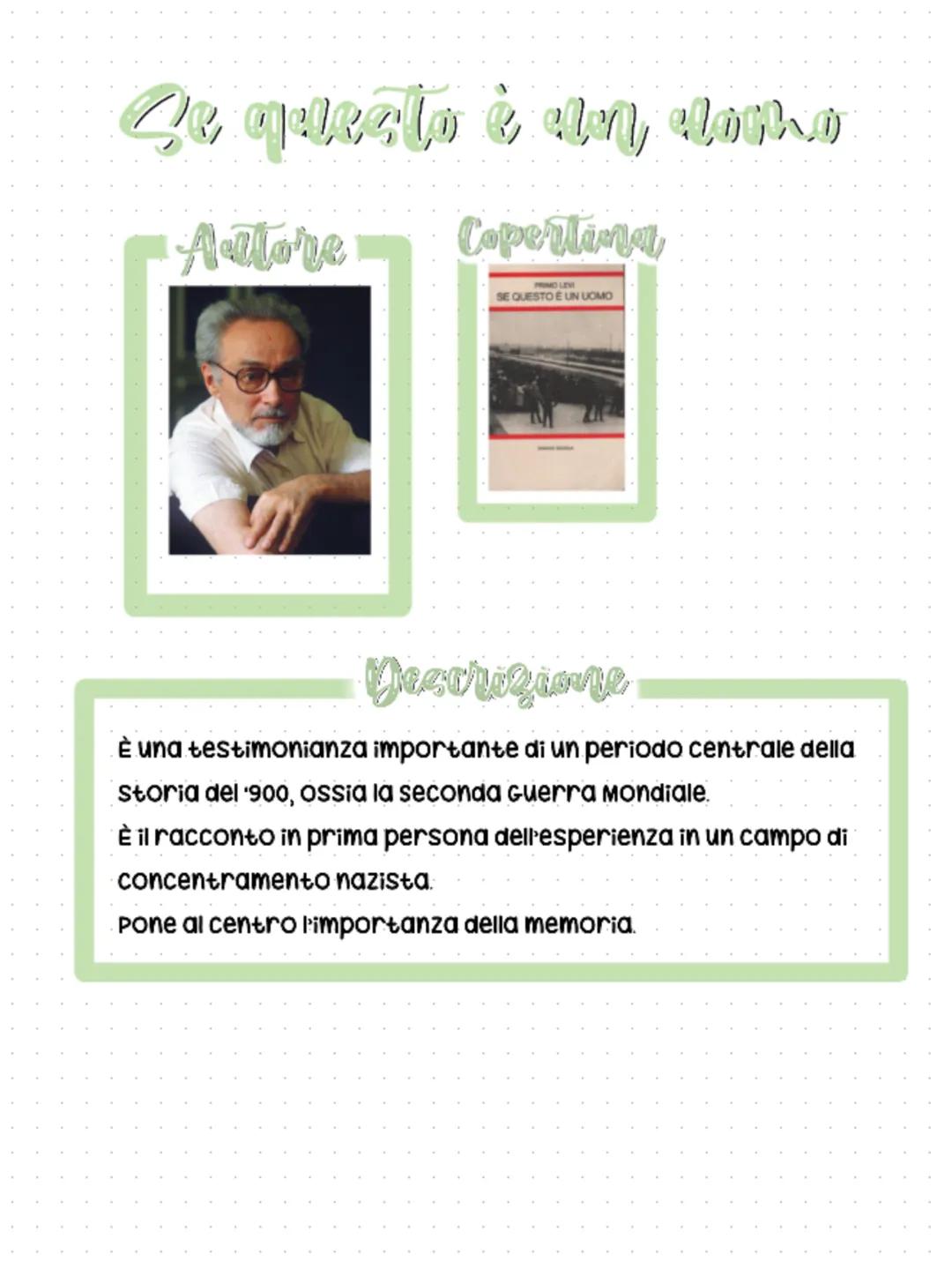 Se questo è il clochro
Copertina
Autore
PRIMO LEVI
SE QUESTO È UN UOMO
Descrizine
È una testimonianza importante di un periodo centrale dell
