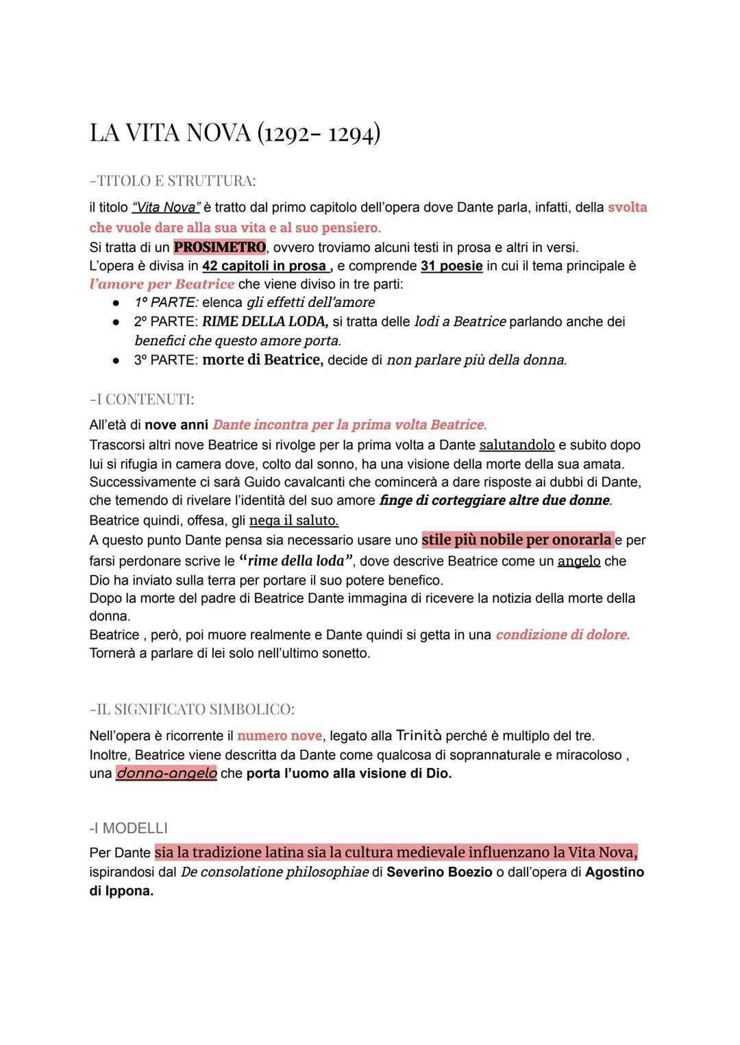 "LA VITA NOVA" DANTE