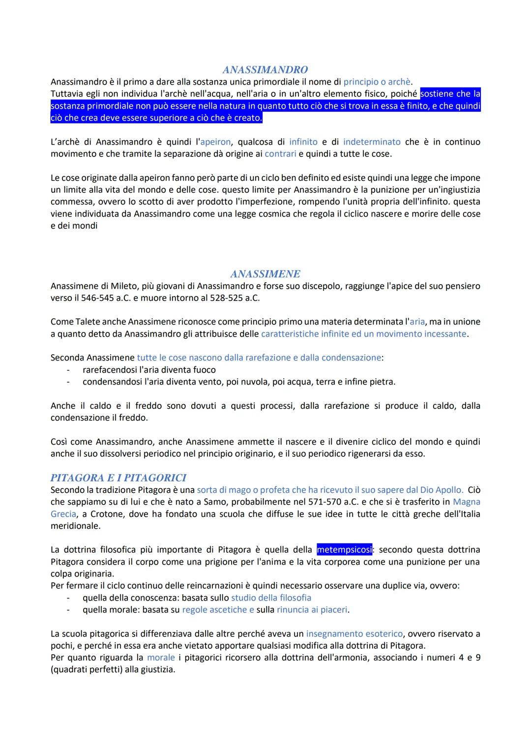 I PRIMI FILOSOFI
I primi filosofi sono chiamati presocratici, questo termine possiede una valenza concettuale più che
cronologica, poiché de