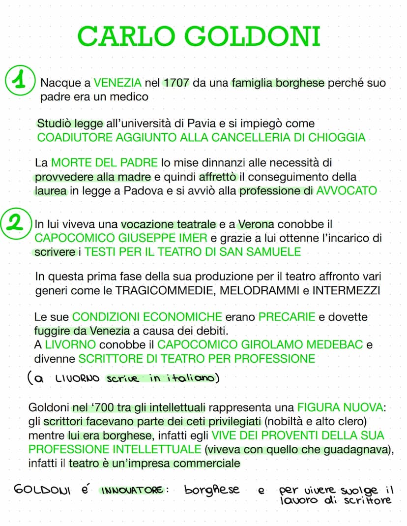CARLO GOLDONI GOLDONI
Commediografo
↓
borghese
↓
veneziano
PARINI
trattista / poeta
↓
nobile
↓
milanese
ILLUMINISHO CARLO GOLDONI
1
Nacque a
