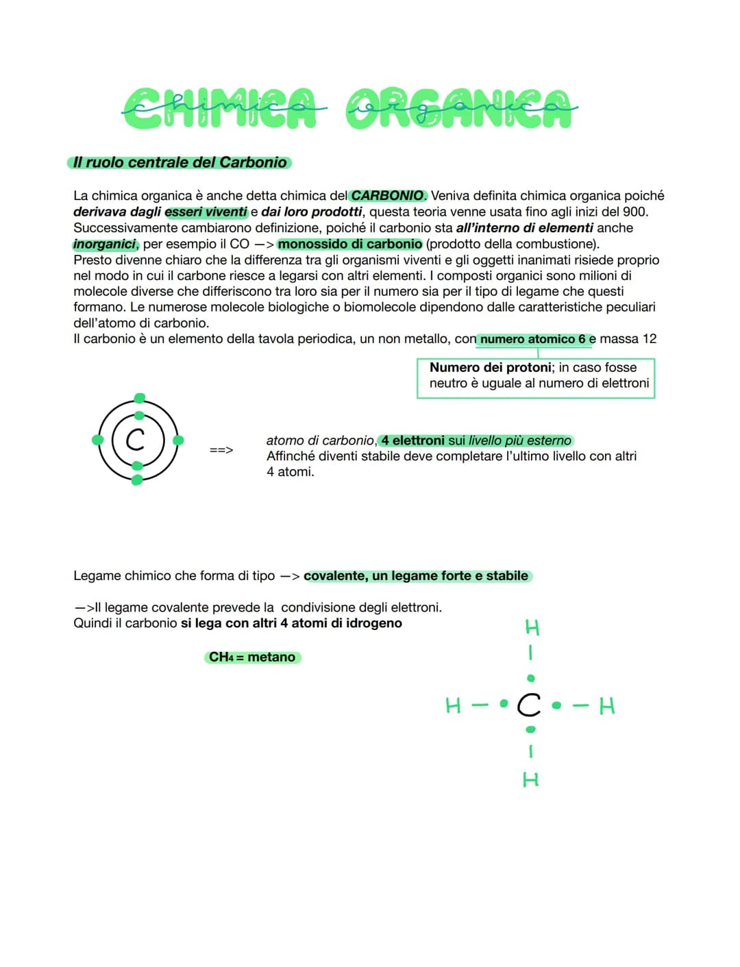 CHIMICA ORSANICA
Il ruolo centrale del Carbonio
La chimica organica è anche detta chimica del CARBONIO. Veniva definita chimica organica poi