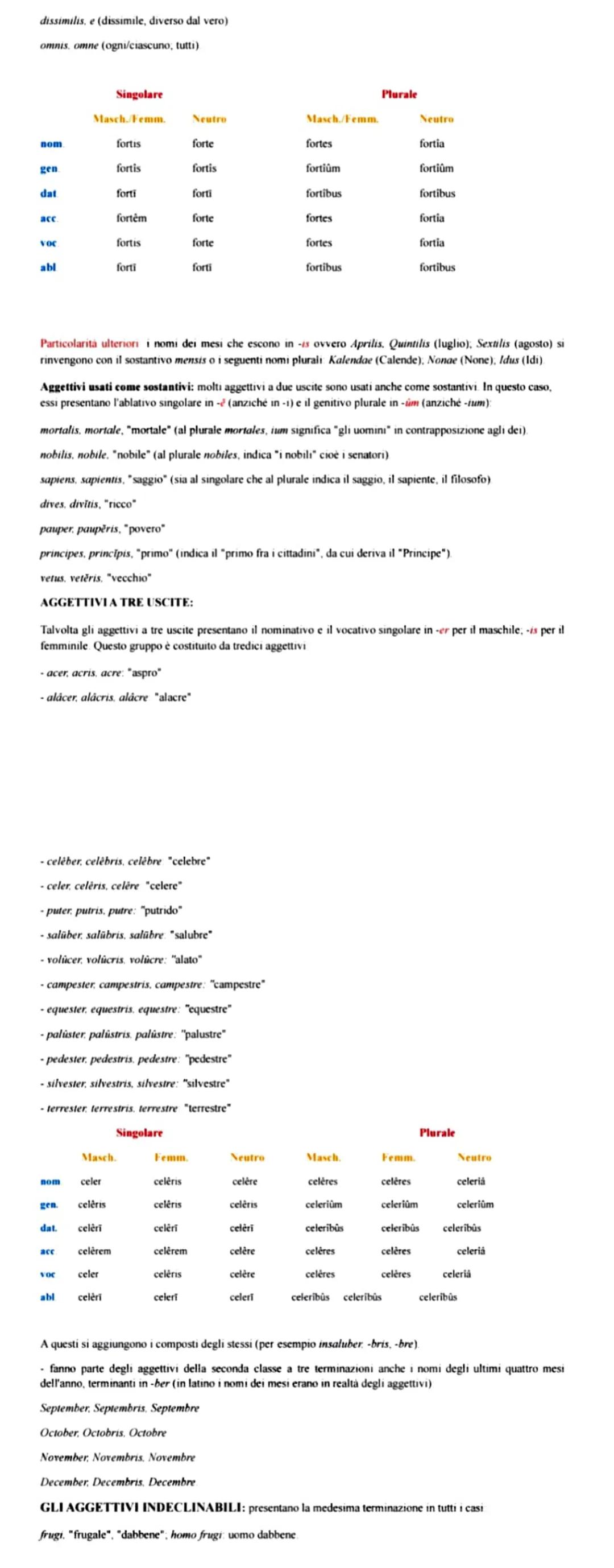 GLI AGGETTIVI DELLA II CLASSE
Appartengono alla seconda classe, gli aggettivi che seguono la III declinazione.
- si suddividono in base alle