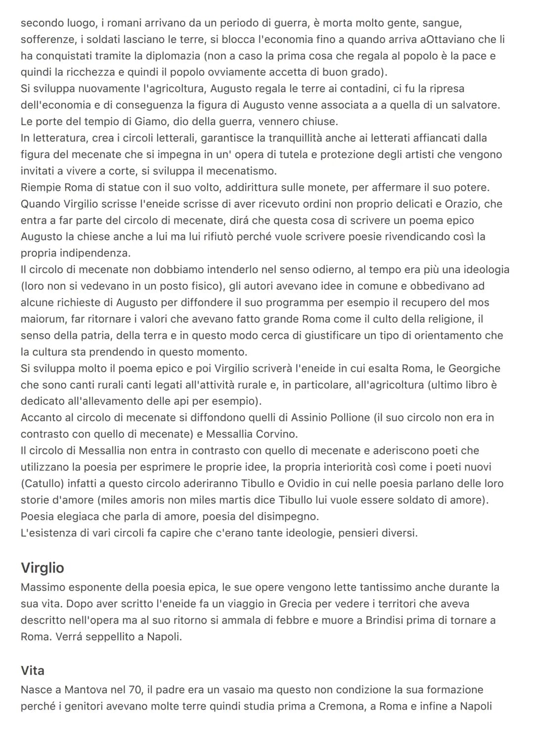 L'etá augustea
Nel 44 Cesare muore: Roma era stata teatro di guerra con le guerre civili (Mario e Silla) ed é
proprio questo panorama storic