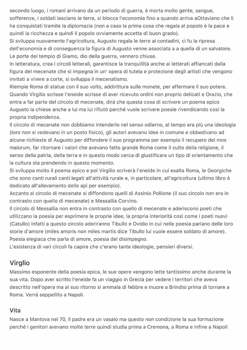L'etá augustea
Nel 44 Cesare muore: Roma era stata teatro di guerra con le guerre civili (Mario e Silla) ed é
proprio questo panorama storic