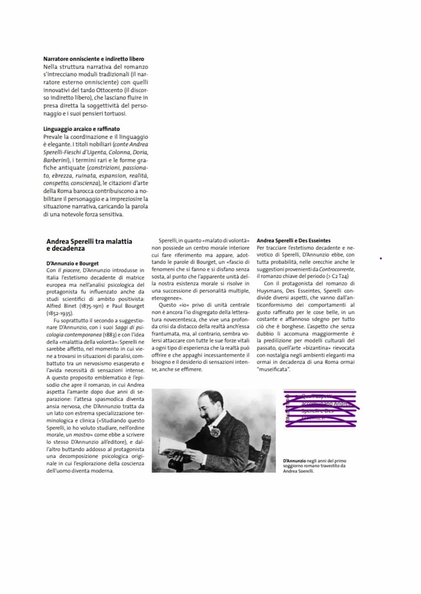 D'annunzio e L'estetismo. Il piacere
La frequentazione dell'ambiente nobiliare romano offre a D'Annunzio gli spunti per quello che sarà
il p