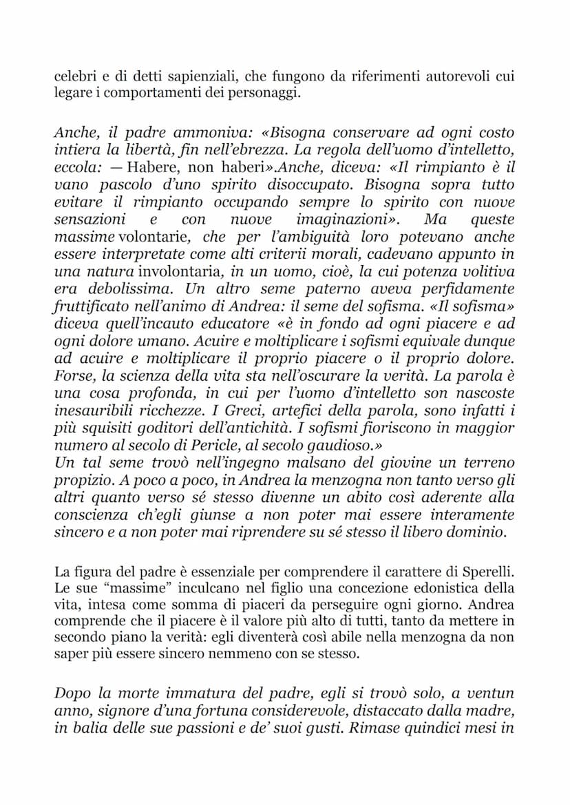 D'annunzio e L'estetismo. Il piacere
La frequentazione dell'ambiente nobiliare romano offre a D'Annunzio gli spunti per quello che sarà
il p