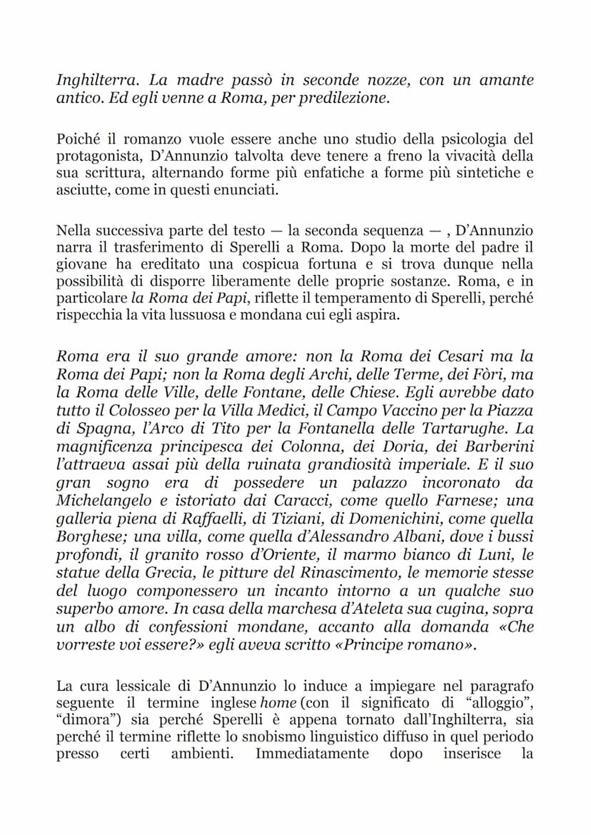 D'annunzio e L'estetismo. Il piacere
La frequentazione dell'ambiente nobiliare romano offre a D'Annunzio gli spunti per quello che sarà
il p