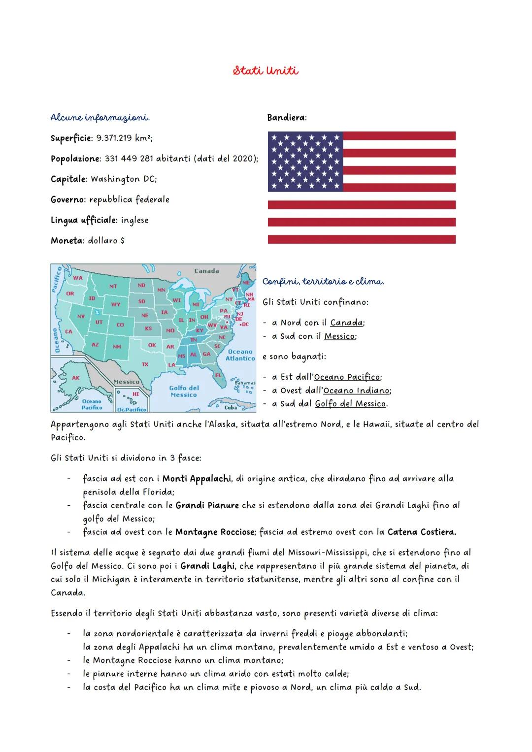 # Stati Uniti

Alcune informazioni.

Superficie: 9.371.219 km²;

Popolazione: 331 449 281 abitanti (dati del 2020);

Capitale: Washington DC