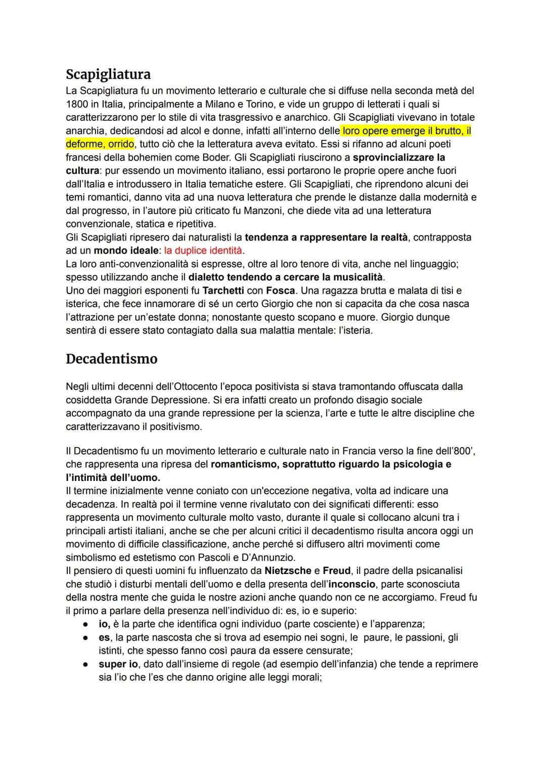 Scapigliatura
La Scapigliatura fu un movimento letterario e culturale che si diffuse nella seconda metà del
1800 in Italia, principalmente a