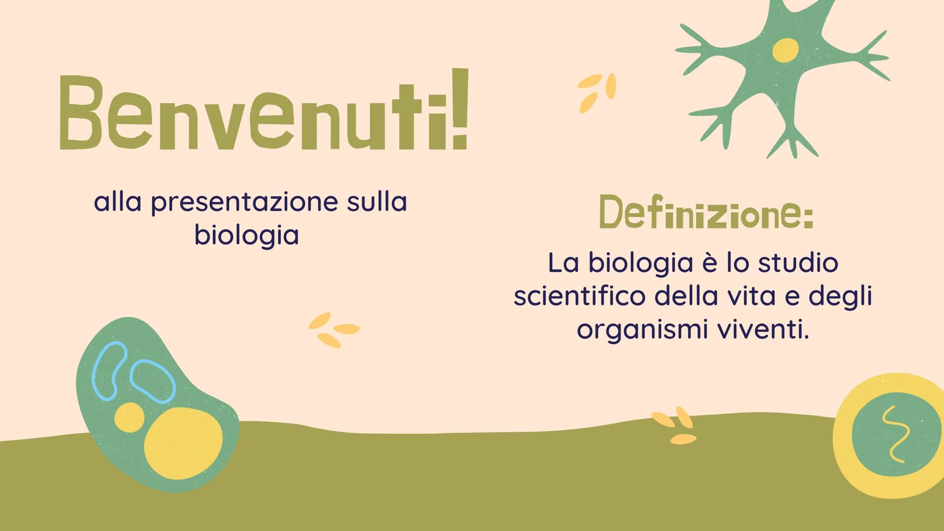 !!!!
La BIOLOGIA
Che cosa è? Benvenuti!
alla presentazione sulla
biologia
Definizione:
La biologia è lo studio
scientifico della vita e degl
