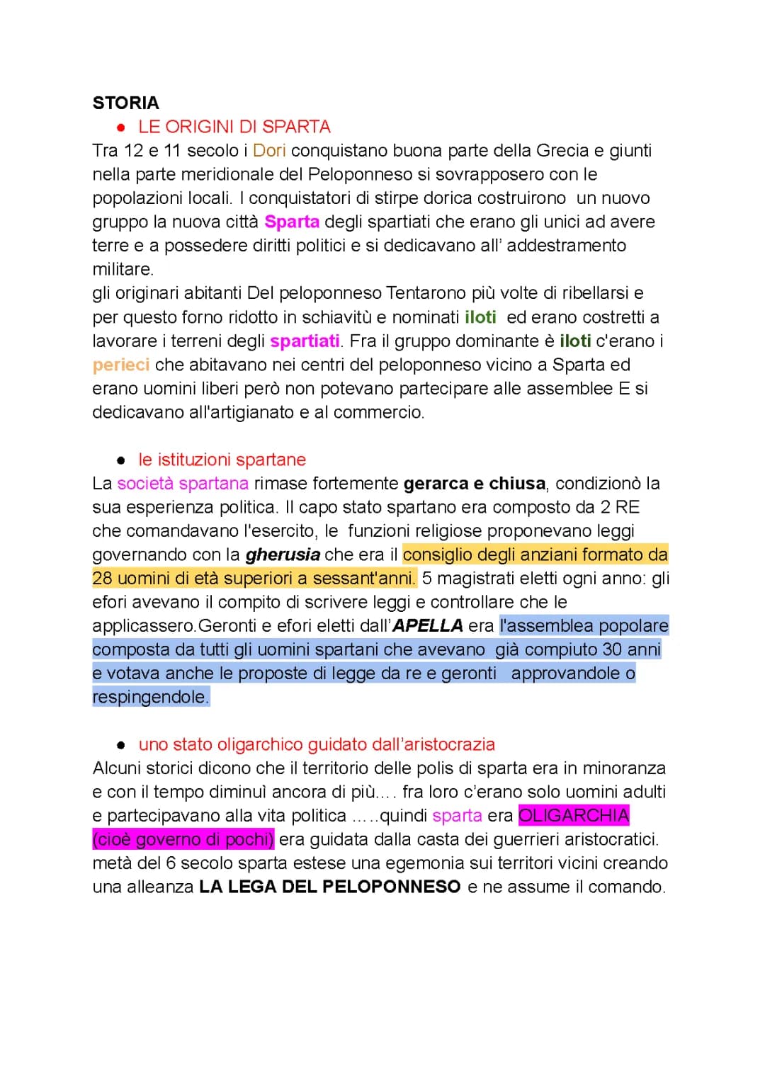   origini di Sparta, le istituzioni spartane, aristocrazia, l’educazione degli spartiati, le origini di Atene, l’età arcaica, Solone, la tirannide, clistene, l’impero persiano, la rivolta di Mileto, la prima e seconda guerra persiana, i greci, termopili