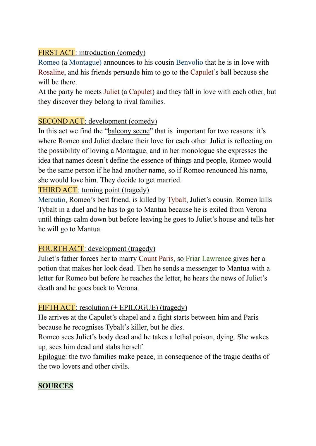 W. SHAKESPEARE ROMEO AND JULIET (1595)
GENRE:
It's a drama. A drama can be a tragedy or a comedy. Romeo and Juliet is a
tragedy because it d