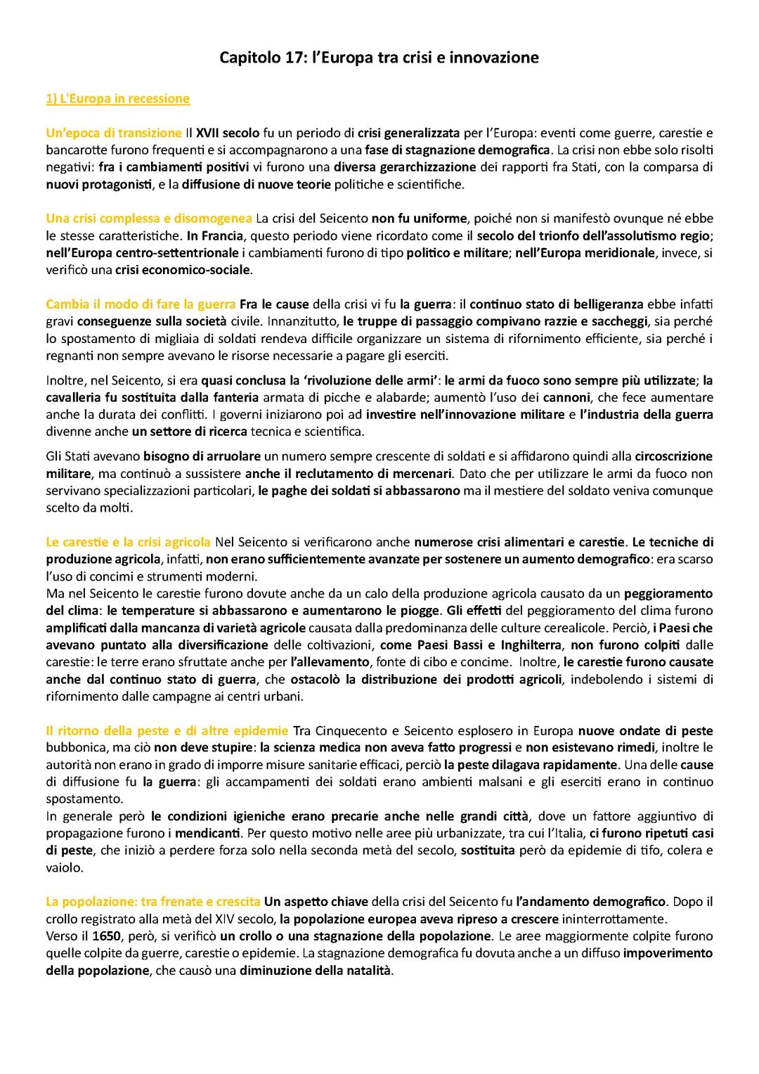 Capitolo 17: L'Europa tra crisi e innovazione