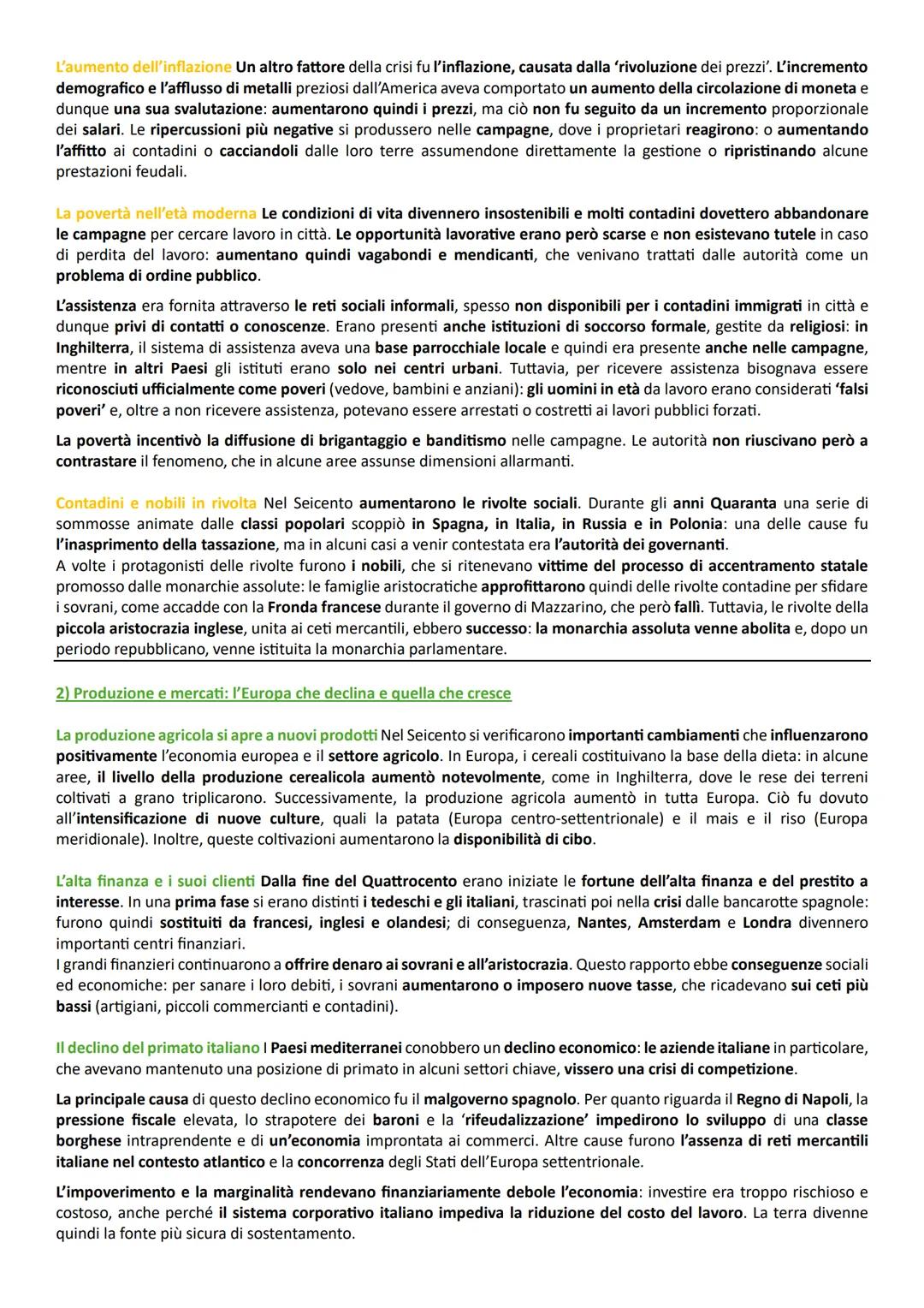 1) L'Europa in recessione
Capitolo 17: l'Europa tra crisi e innovazione
Un'epoca di transizione II XVII secolo fu un periodo di crisi genera