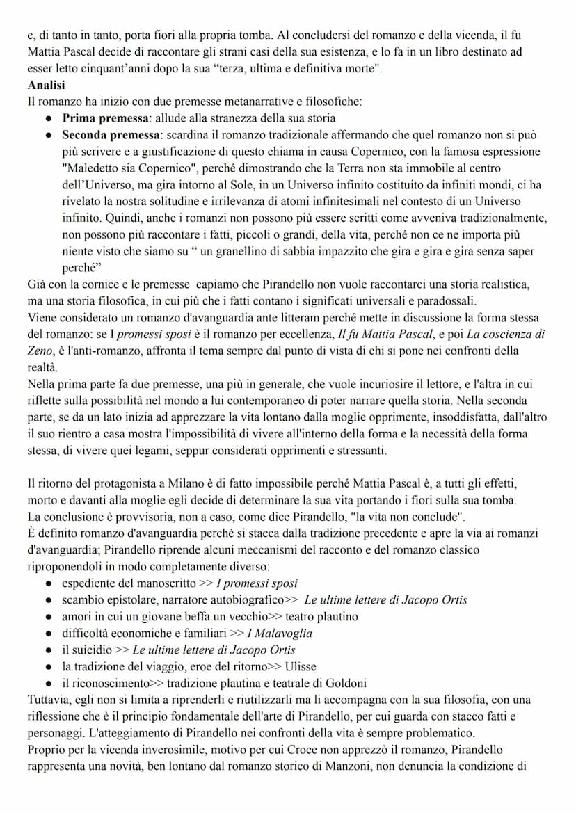 Pirandello
Vita
Pirandello si definisce "figlio del Cavuso", del caos, in un frammento di autobiografia del 1893: "Io
dunque sono figlio del