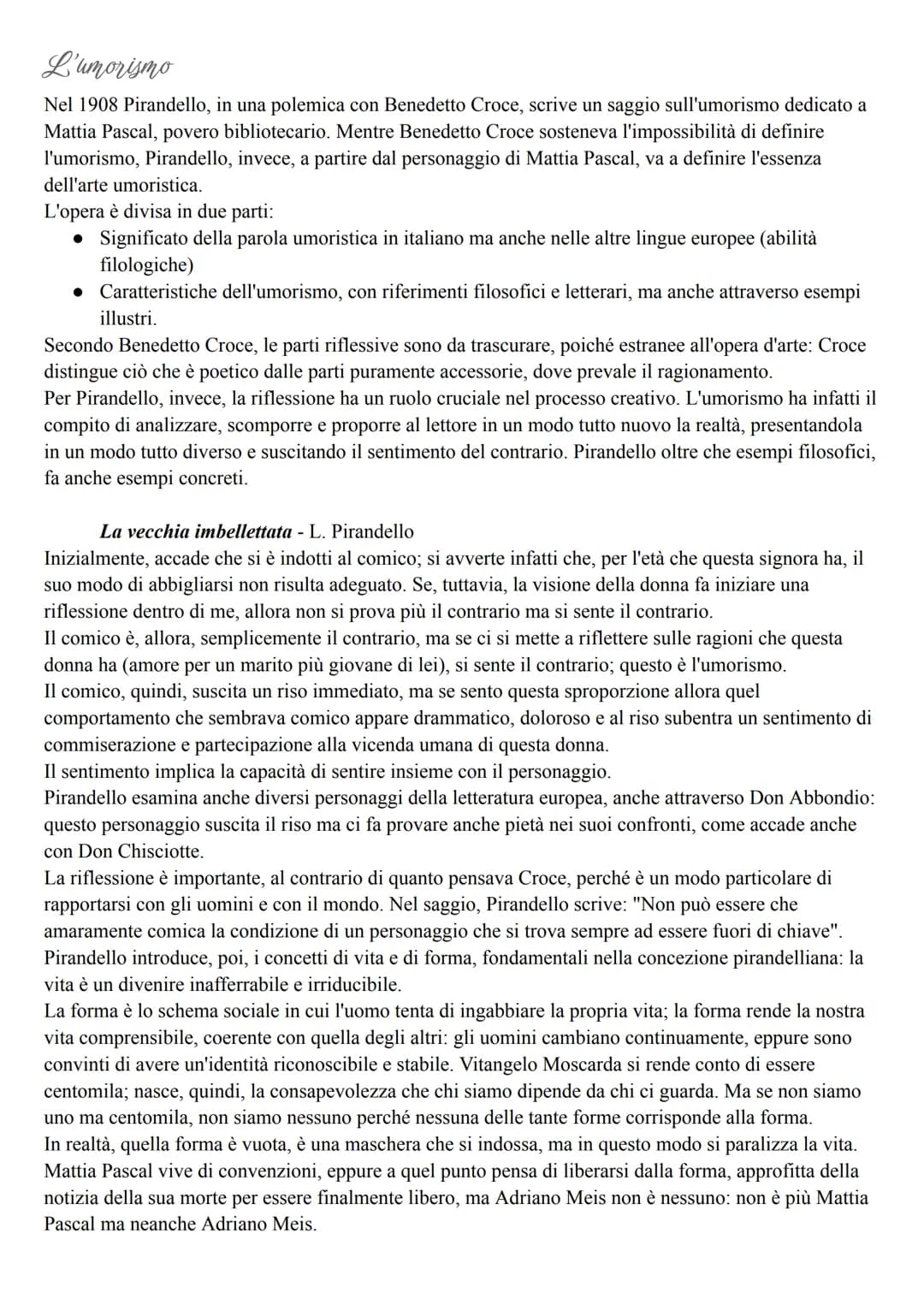 Pirandello
Vita
Pirandello si definisce "figlio del Cavuso", del caos, in un frammento di autobiografia del 1893: "Io
dunque sono figlio del