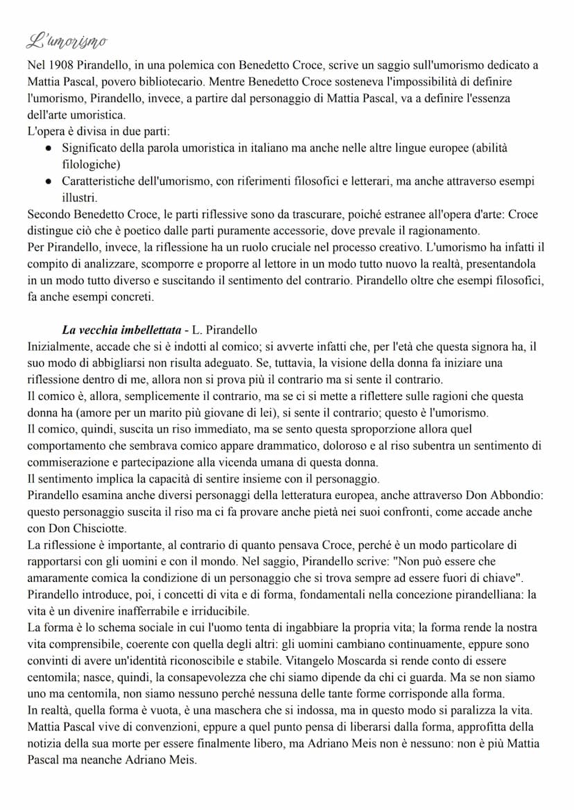 Pirandello
Vita
Pirandello si definisce "figlio del Cavuso", del caos, in un frammento di autobiografia del 1893: "Io
dunque sono figlio del
