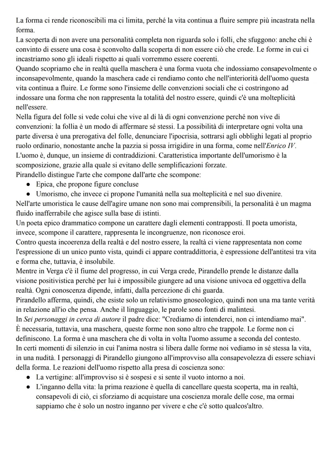Pirandello
Vita
Pirandello si definisce "figlio del Cavuso", del caos, in un frammento di autobiografia del 1893: "Io
dunque sono figlio del