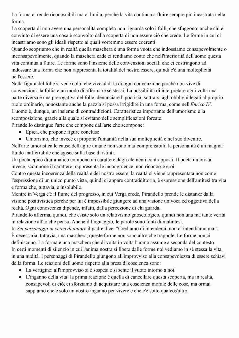 Pirandello
Vita
Pirandello si definisce "figlio del Cavuso", del caos, in un frammento di autobiografia del 1893: "Io
dunque sono figlio del