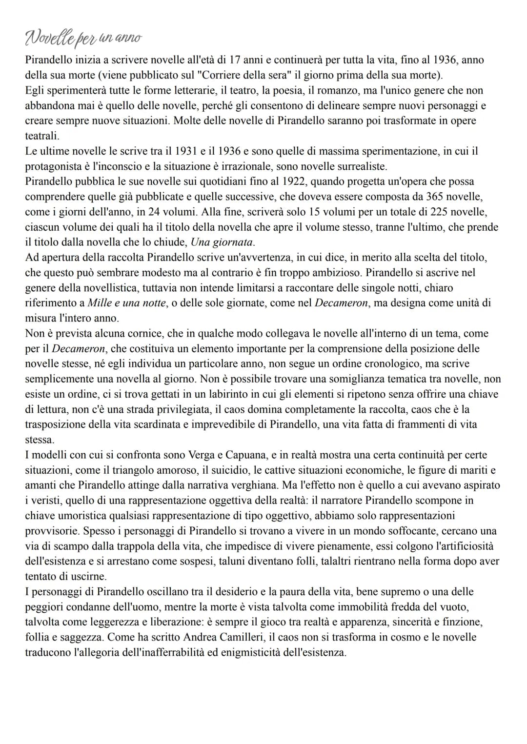 Pirandello
Vita
Pirandello si definisce "figlio del Cavuso", del caos, in un frammento di autobiografia del 1893: "Io
dunque sono figlio del