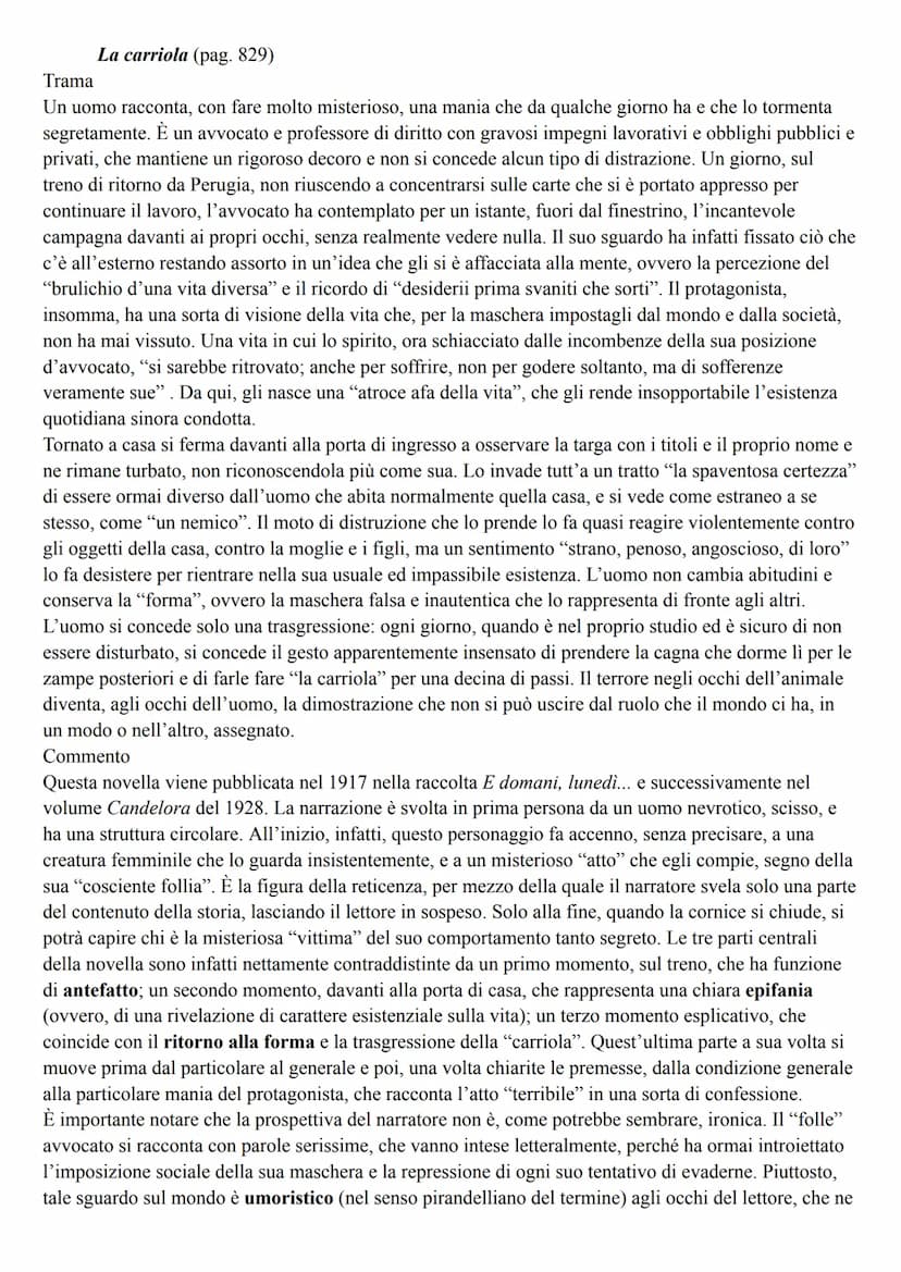 Pirandello
Vita
Pirandello si definisce "figlio del Cavuso", del caos, in un frammento di autobiografia del 1893: "Io
dunque sono figlio del
