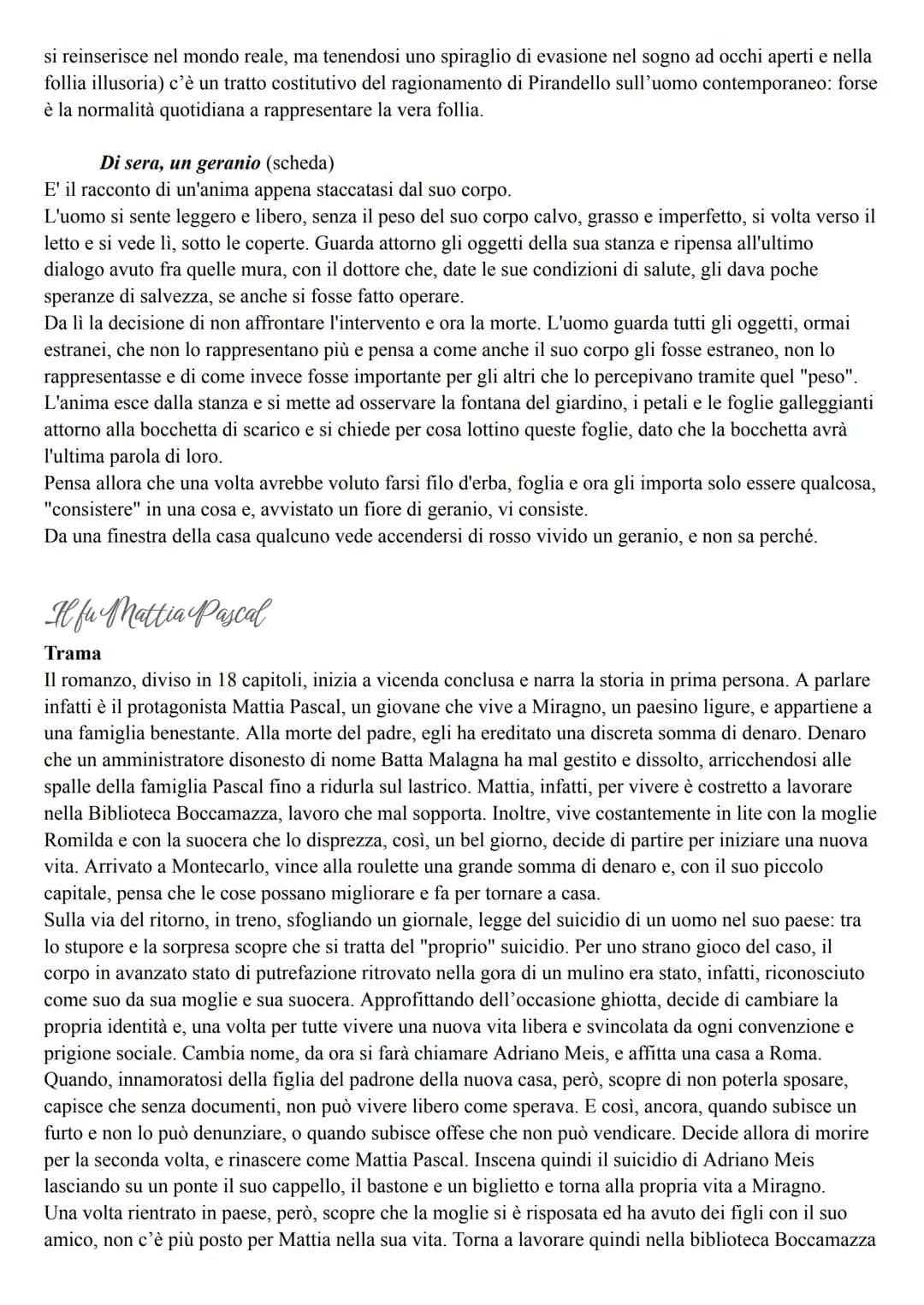 Pirandello
Vita
Pirandello si definisce "figlio del Cavuso", del caos, in un frammento di autobiografia del 1893: "Io
dunque sono figlio del