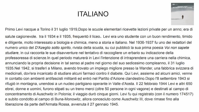 COLLEGAMENTI
FRANCESE: caso dreyfus
ITALIANO: primo levi
ARTE: David Olère: "Il cibo dei morti per i vivi"
SCIENZE: gli esperimenti sugli eb