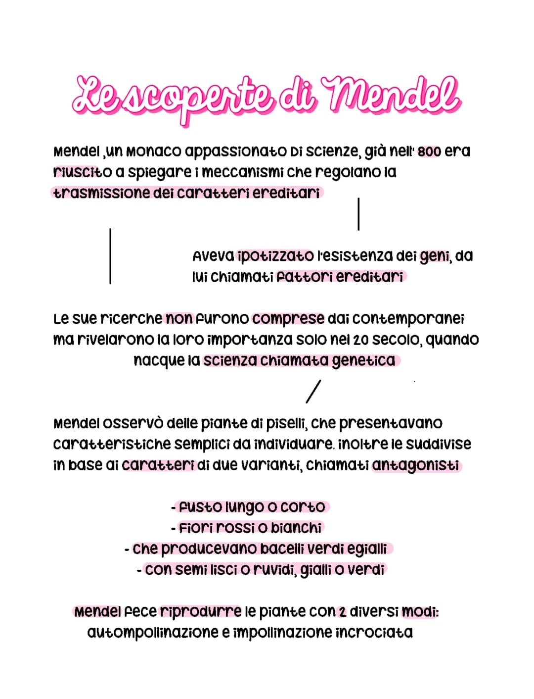 Mendel e le sue leggi 