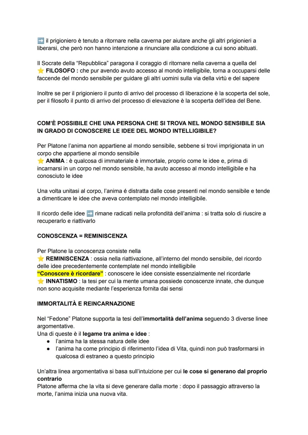 Plapne
MONDO SENSIBILE E INTELLIGIBILE
Platone afferma che le osservazioni che effettuiamo con i nostri occhi non ci permettono di
cogliere 