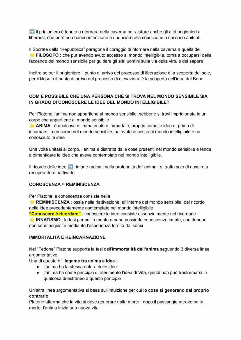 Plapne
MONDO SENSIBILE E INTELLIGIBILE
Platone afferma che le osservazioni che effettuiamo con i nostri occhi non ci permettono di
cogliere 