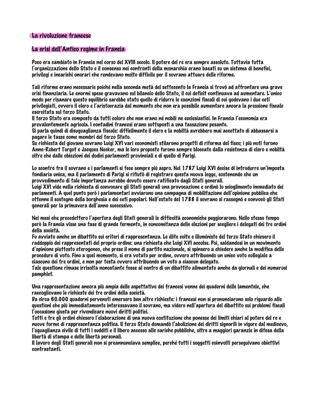La rivoluzione francese
La crisi dell'Antico regime in Francia
Poco era cambiato in Francia nel corso del XVIII secolo. Il potere del re era