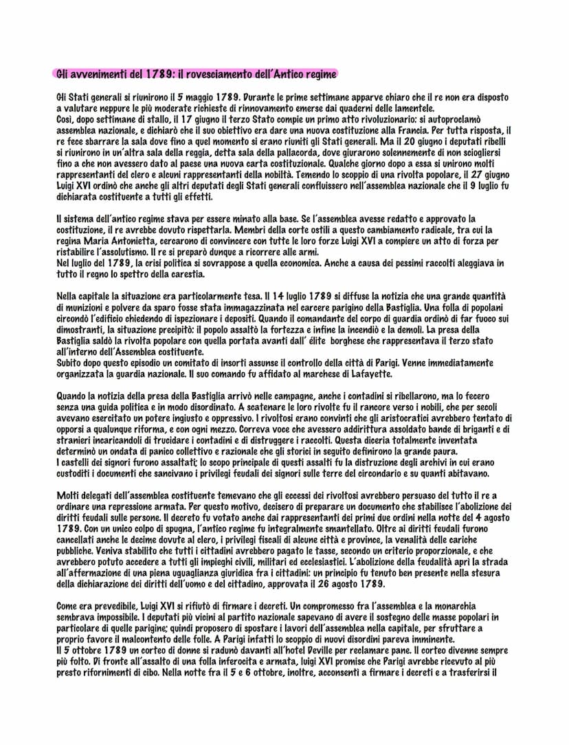 La rivoluzione francese
La crisi dell'Antico regime in Francia
Poco era cambiato in Francia nel corso del XVIII secolo. Il potere del re era